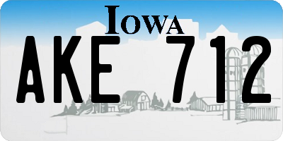 IA license plate AKE712