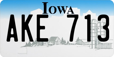 IA license plate AKE713