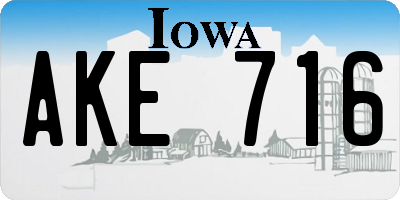 IA license plate AKE716