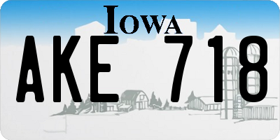 IA license plate AKE718