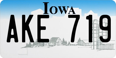 IA license plate AKE719