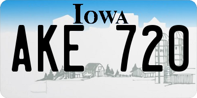 IA license plate AKE720