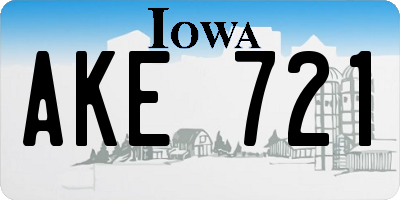 IA license plate AKE721