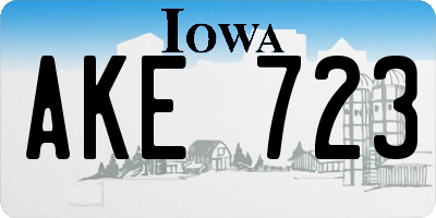 IA license plate AKE723