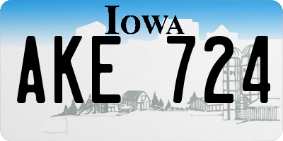 IA license plate AKE724