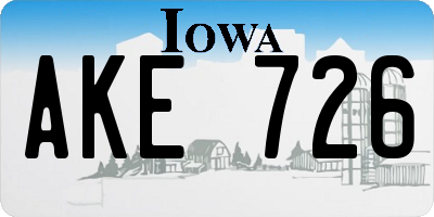 IA license plate AKE726