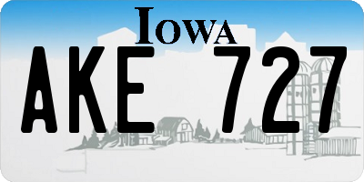 IA license plate AKE727