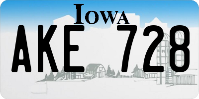 IA license plate AKE728