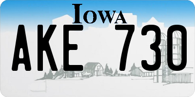 IA license plate AKE730