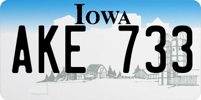 IA license plate AKE733