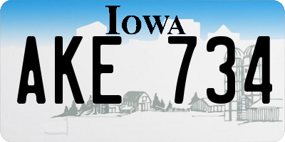 IA license plate AKE734