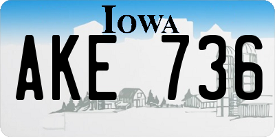 IA license plate AKE736