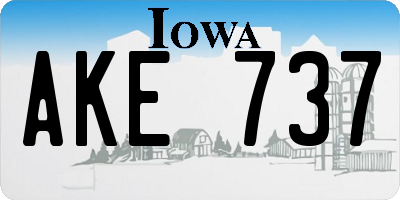 IA license plate AKE737