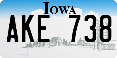 IA license plate AKE738