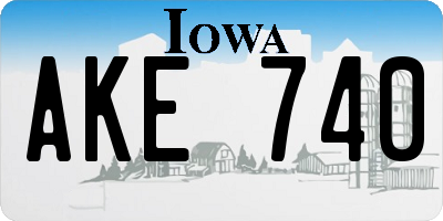 IA license plate AKE740