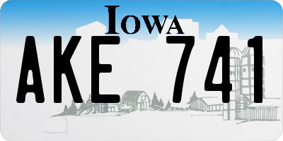 IA license plate AKE741