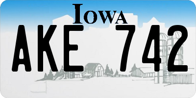 IA license plate AKE742