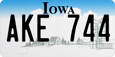 IA license plate AKE744