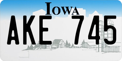 IA license plate AKE745