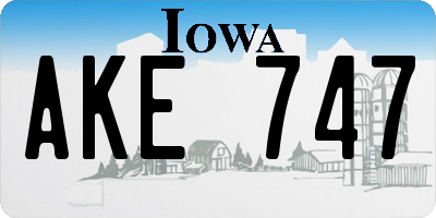 IA license plate AKE747