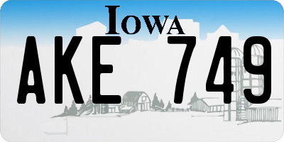 IA license plate AKE749