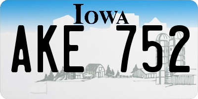 IA license plate AKE752