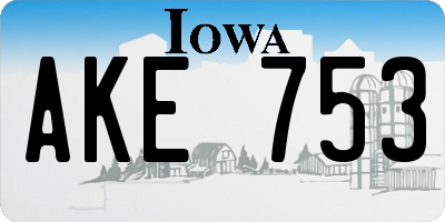 IA license plate AKE753