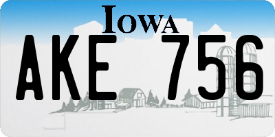 IA license plate AKE756