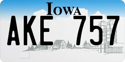 IA license plate AKE757