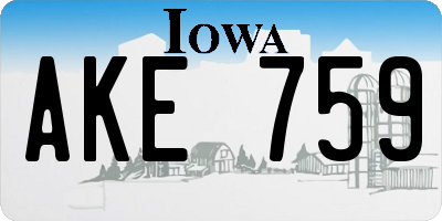 IA license plate AKE759