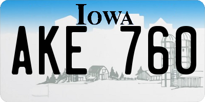 IA license plate AKE760