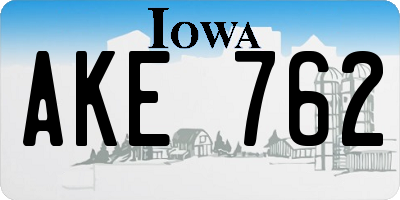 IA license plate AKE762