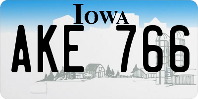 IA license plate AKE766