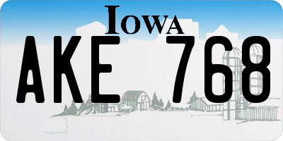 IA license plate AKE768