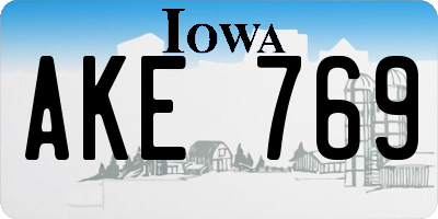 IA license plate AKE769