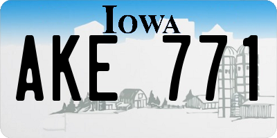 IA license plate AKE771