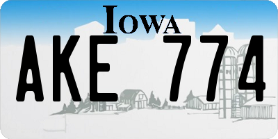 IA license plate AKE774