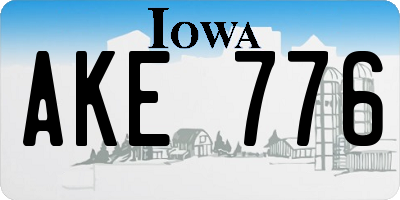 IA license plate AKE776