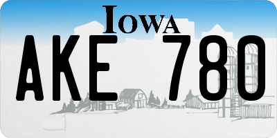 IA license plate AKE780