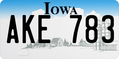 IA license plate AKE783