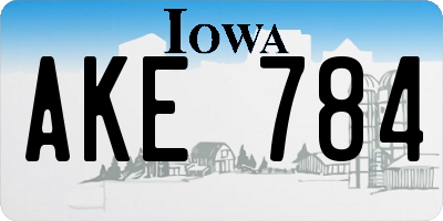 IA license plate AKE784