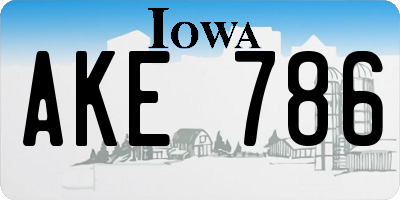 IA license plate AKE786