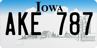 IA license plate AKE787