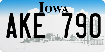 IA license plate AKE790