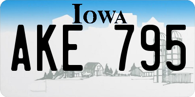 IA license plate AKE795