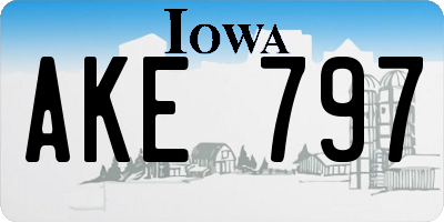 IA license plate AKE797