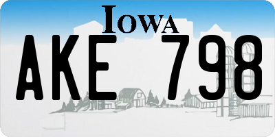 IA license plate AKE798