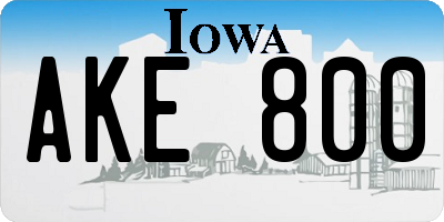 IA license plate AKE800