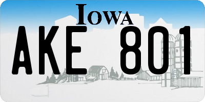 IA license plate AKE801