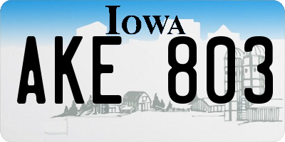 IA license plate AKE803